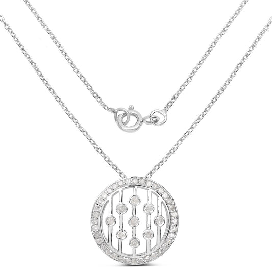 Avera Group 0.53 ct genuine white diamond pendant in .925 sterling silver