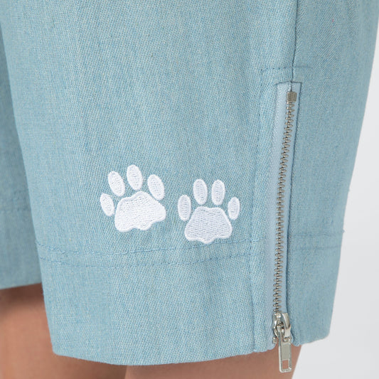 Paw Print Zipper-Hem Denim Capri PantsPants & LeggingsTorqelo.com