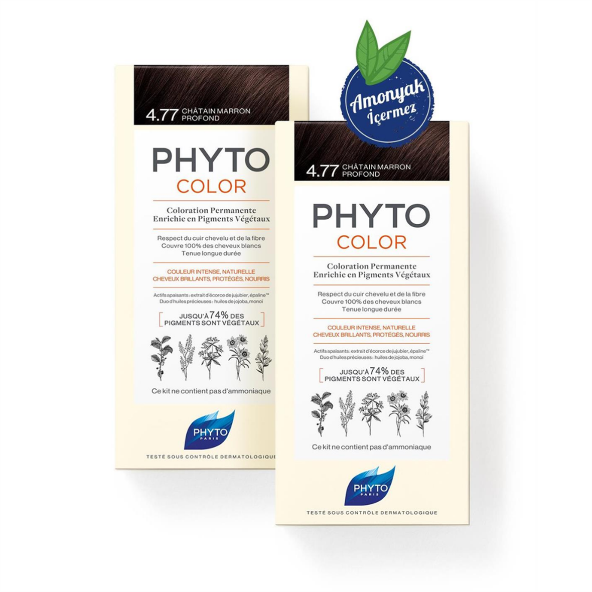 Phyto Phytocolor 4.77 Intense Chestnut Copper Hair Dye Duo by Beauty Care Bag