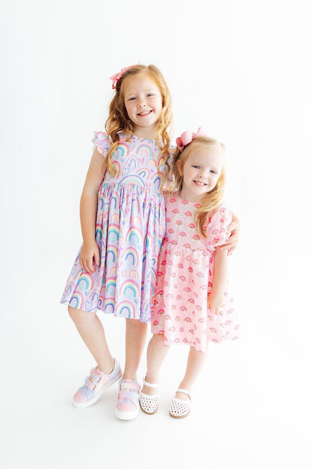 Pink Rainbow Puff Sleeve Sequin DressSequin Dress - Puff SleeveTorqelo.com
