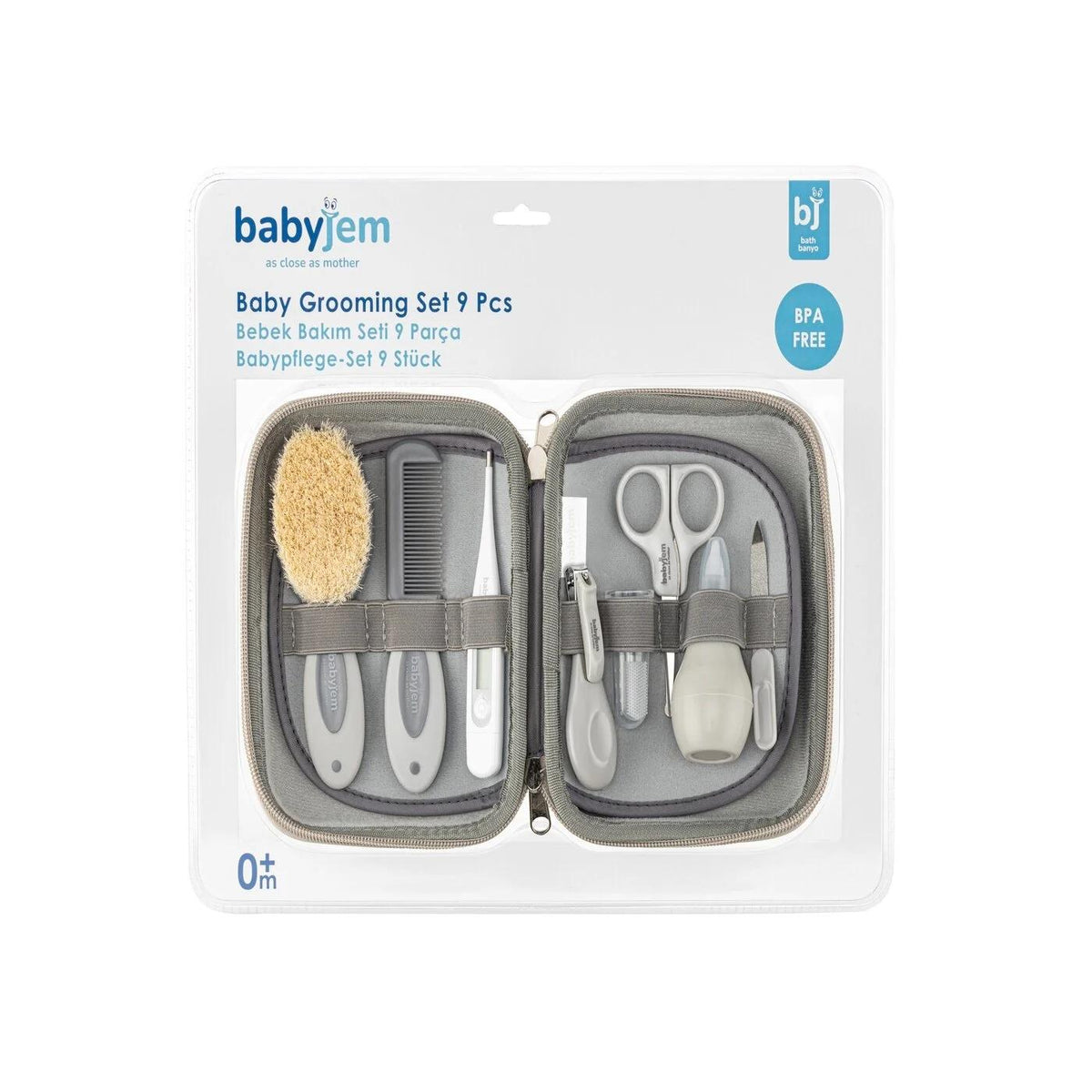 Babyjem 9-Piece Baby Grooming & Care Set in Grey by Beauty Care Bag