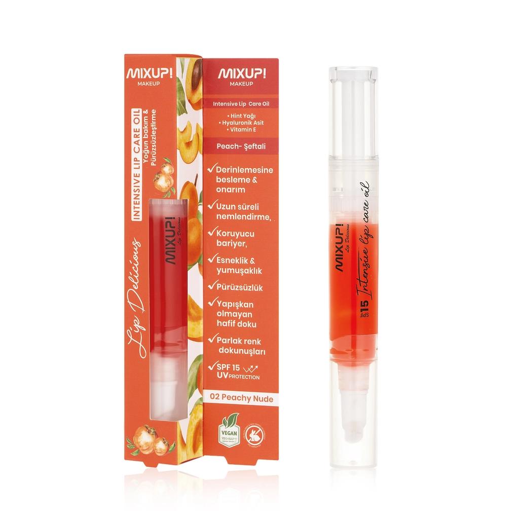 Mixup! Lip Delicious Oil Pen Hydrating Gloss 02 Peachy Nude by Beauty Care Bag