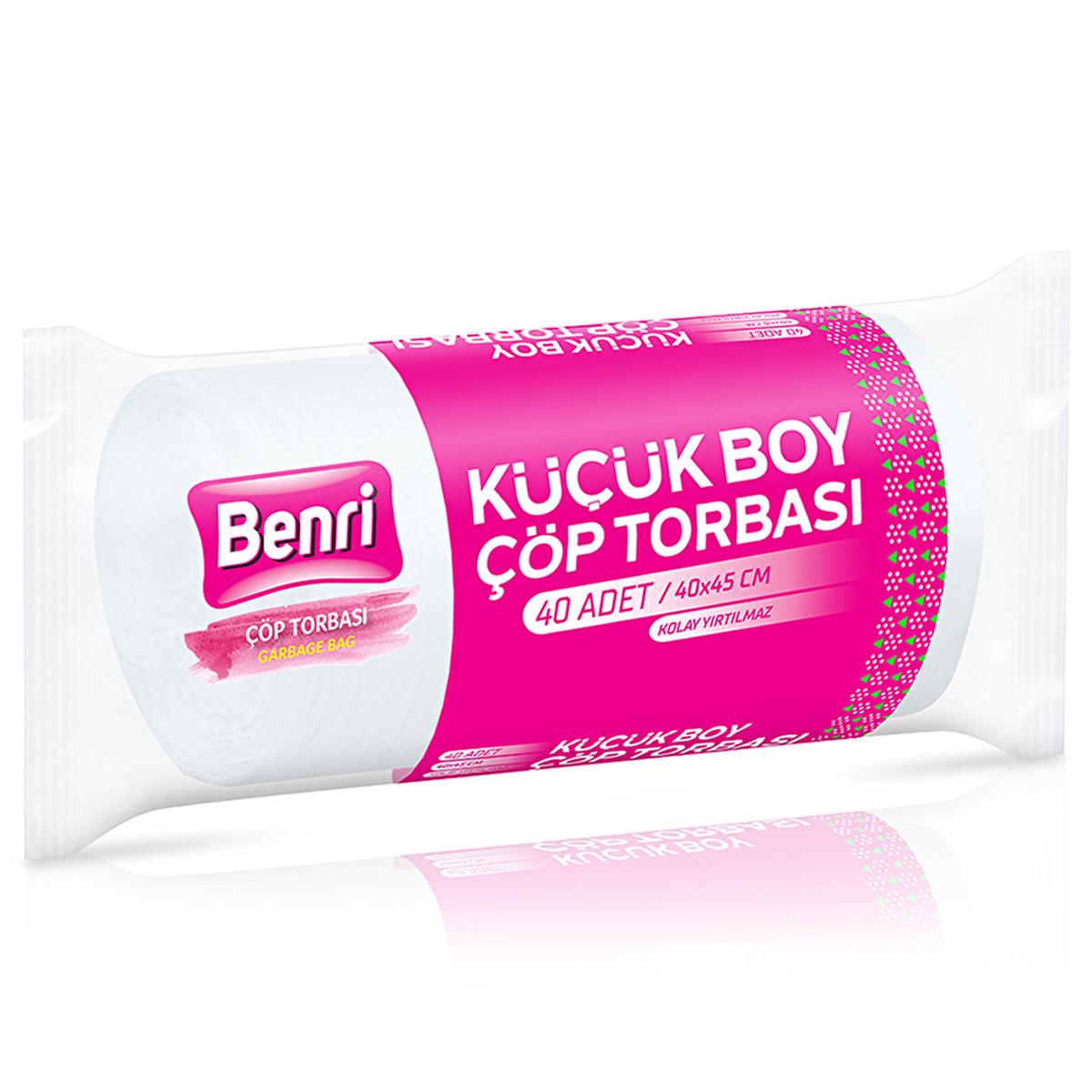 Benri Small Trash Bags - Pack of 40, Durable & Hygienic for Bathroom & Kitchen Use by Beauty Care Bag
