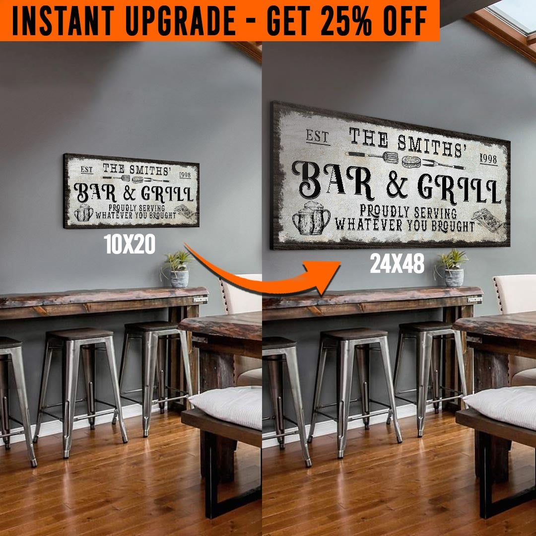Upgrade Your 'Bar & Grill' (Style 3) Canvas To 24x48 Inches by Tailored Canvases