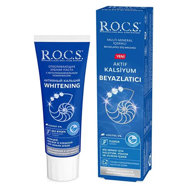 Rocs Whitening Toothpaste - Calcium Enriched, Low Abrasion Formula for Healthy Gums, Cavity Protection, & Sparkling Teeth by Beauty Care Bag