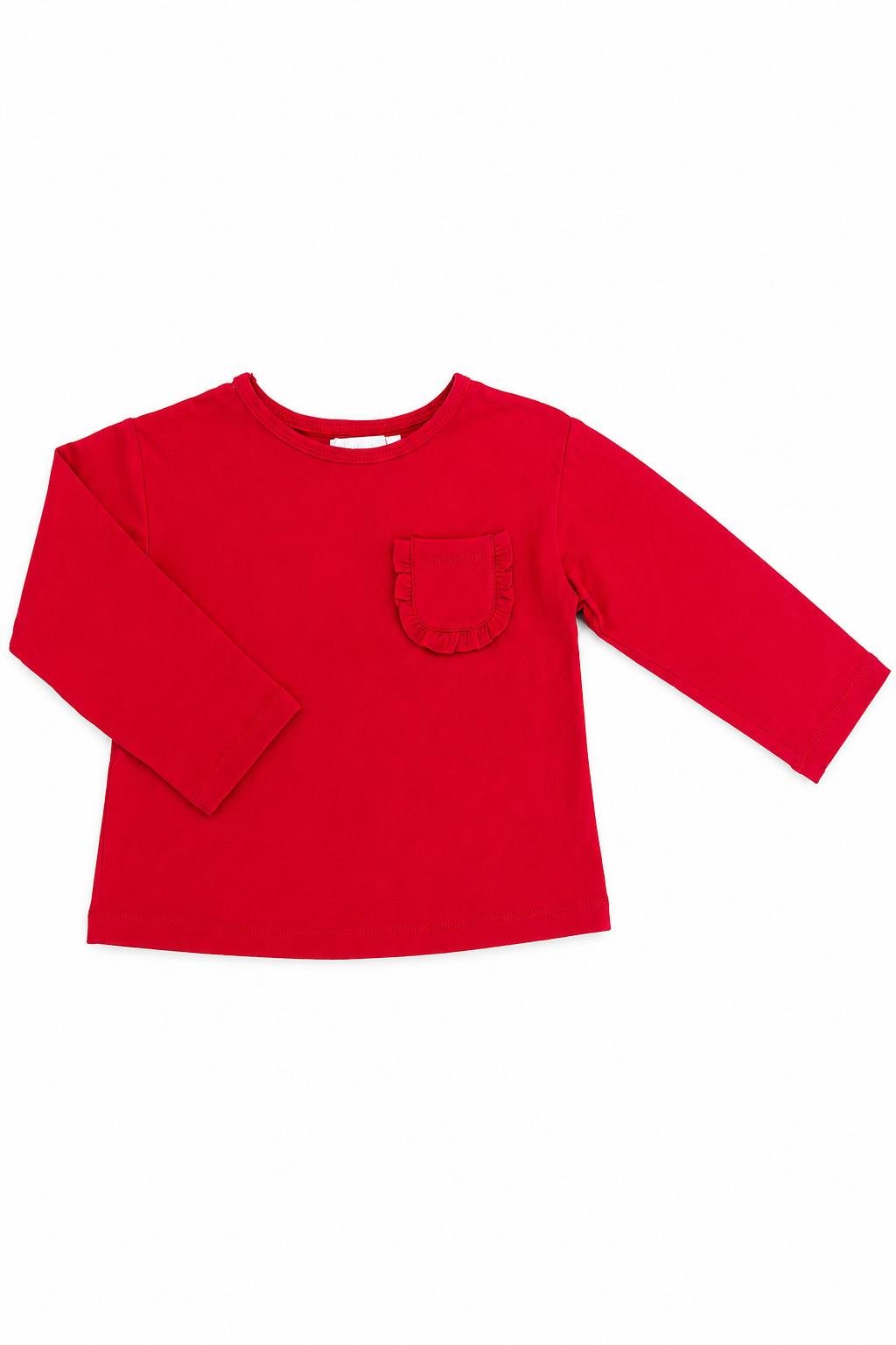 Red L/S Ruffle Pocket TeeRuffle Pocket Tee-L/STorqelo.com
