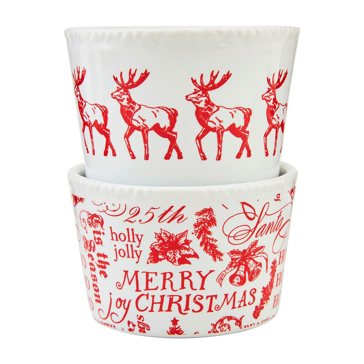 Red Toile Christmas Tidbit Dish Set (Set of 2) by Rust & Cinder
