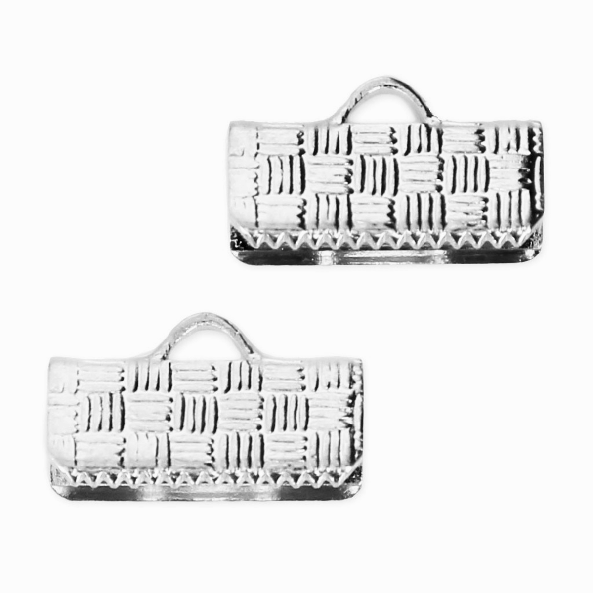 Silver & Gold Plated Ribbon Crimp End Clamps 13mm - Base Metal Jewelry Findings by Continental Bead Suppliers