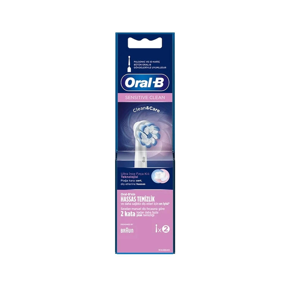 Oral-B Electric Toothbrush Replacement Heads - Sensitive Clean 2 Pack - Compatible Oral-B Toothbrush Accessories by Beauty Care Bag