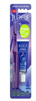 Rocs Travel Kit Whitening Toothpaste & Toothbrush Set by Beauty Care Bag