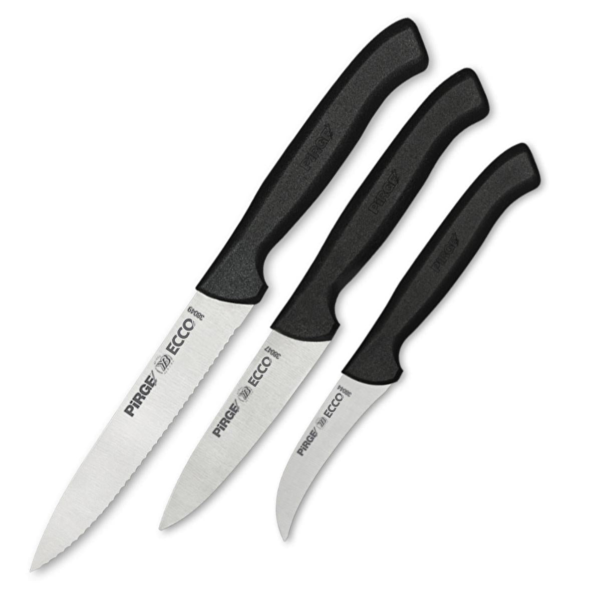 Pirge Kitchen Knife Set 3-Piece - High-Carbon Stainless Steel, Ergonomic Handles by Beauty Care Bag