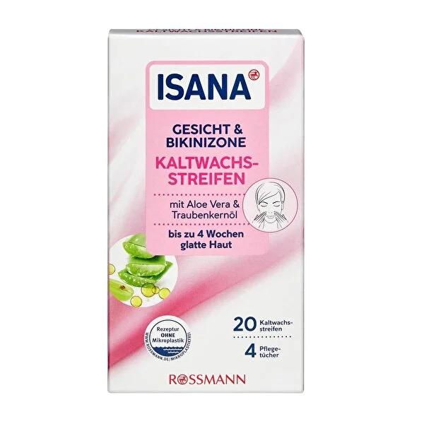 Isana Cold Wax Strips for Face and Bikini Area - Gentle Epilation for Sensitive Skin, 20 Strips by Beauty Care Bag