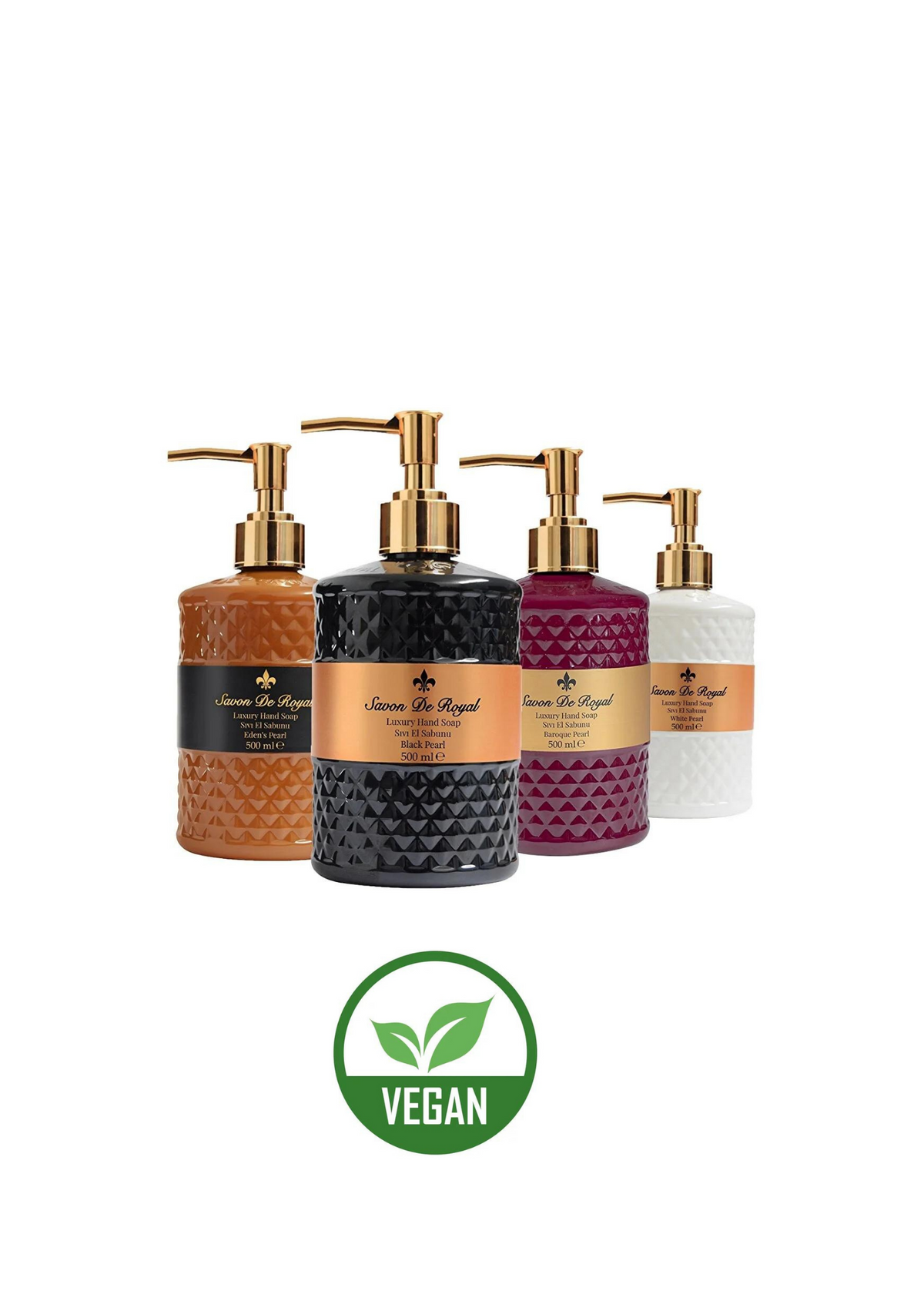 Savon de Royal vegan pearl liquid soap mixed pack, 4 x 500 ml