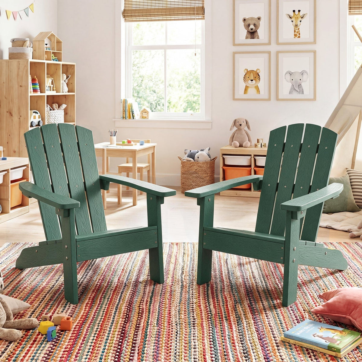 Set of 2 Kid's Adirondack Chair with with High Backrest and ArmrestsTorqelo.com