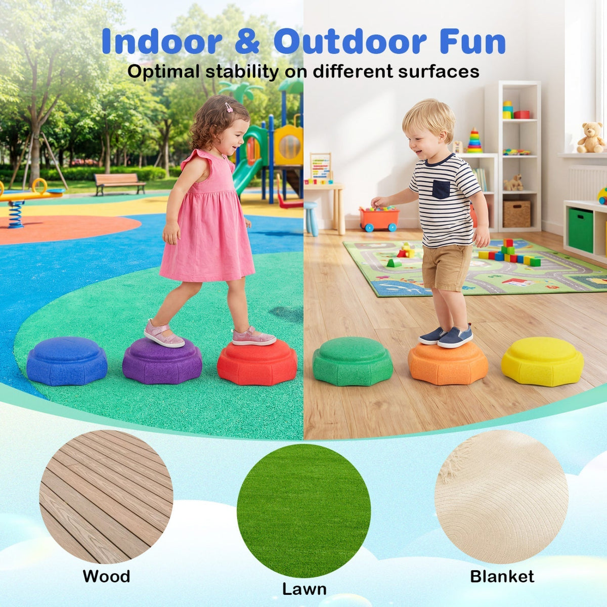 Stepping Stones for Kids 6-Piece Balance Training SetBalance Training ToyTorqelo.com