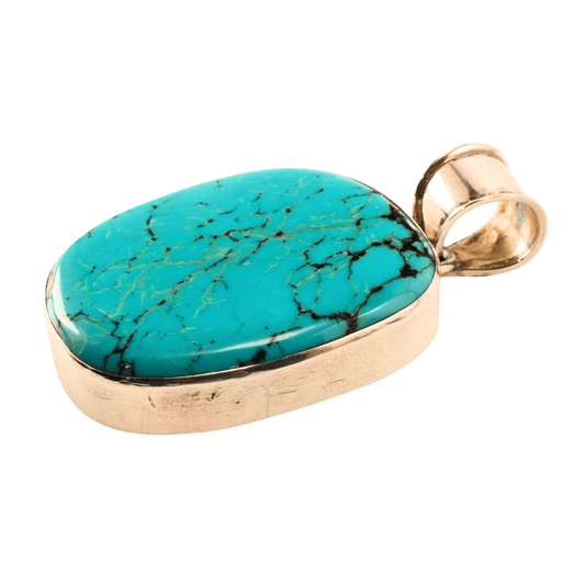 Large Sterling Silver Turquoise Pendant - 63mm by Continental Bead Suppliers