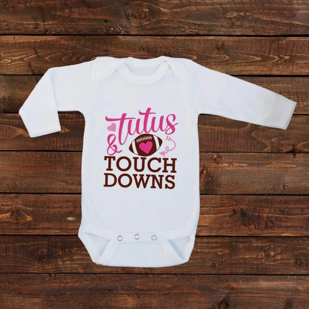 Super Bowl Baby Girl Tee Shirt - One Piece Bodysuit - Football Pink Tutus by Joyful Moose