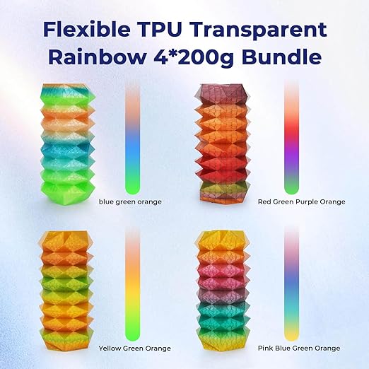 TPU Flexible Transparent Multicolor Rainbow Variety Pack (4x200g)TPUTorqelo.com