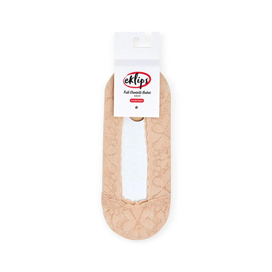 Eklips Full Lace No-Show Socks Elegant Cream Flats Liners by Beauty Care Bag