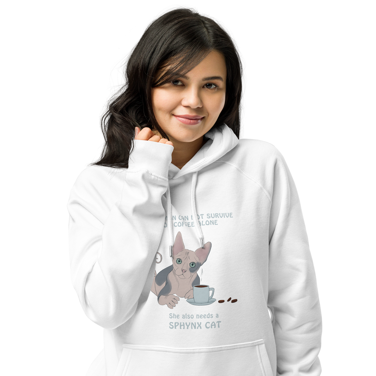"WOMAN CAN'T SURVIVE ON COFFEE ALONE" ECO HOODIE by ReNewedPet