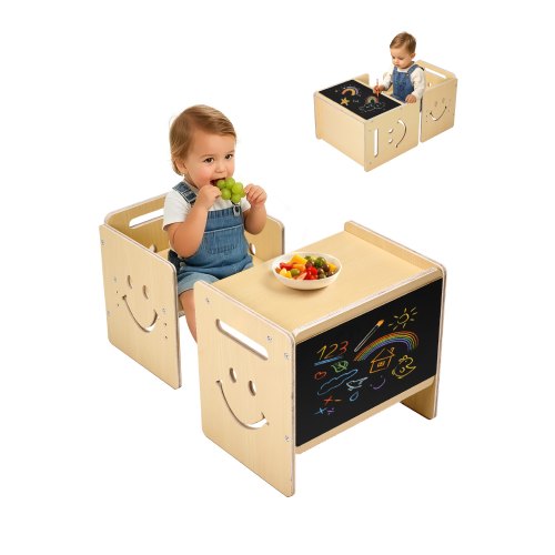 VEVOR Montessori Weaning Table and Chair Set, 3 In 1 Wooden Toddler by Lemon Thalassa