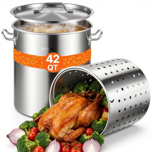 VEVOR Stainless Steel Stockpot, 42 Quart Large Cooking Pots, Cookware by Lemon Thalassa
