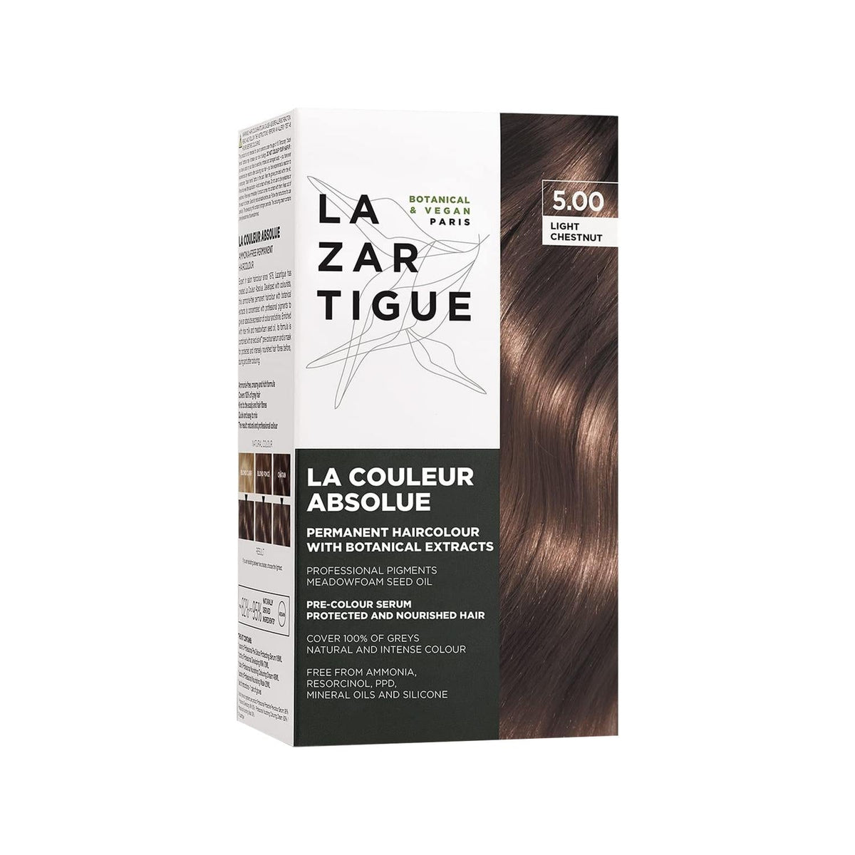 Lazartigue Absolue: Light Chestnut Hair Dye 5.00 - Permanent At-Home Color, Natural Chestnut Shades by Beauty Care Bag