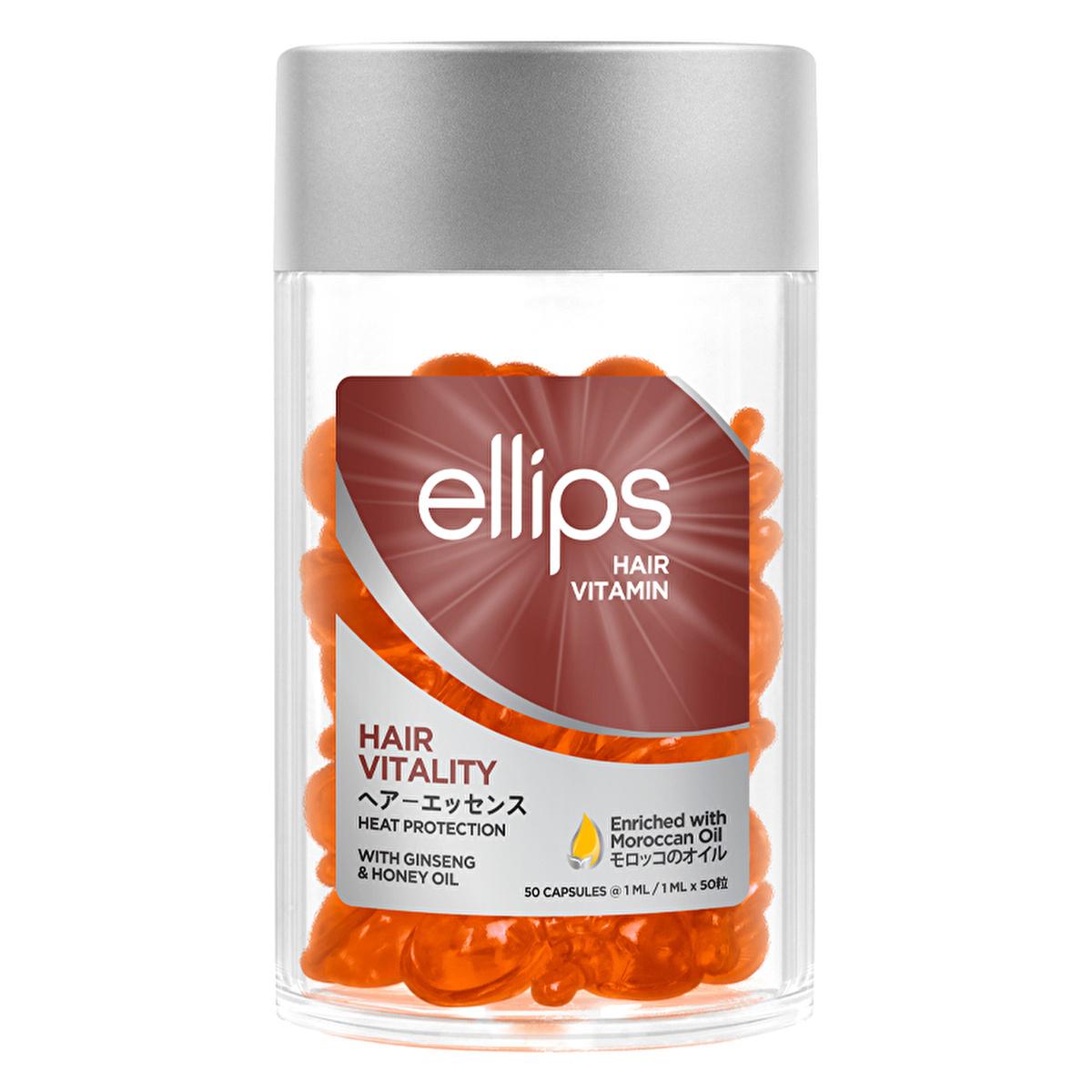 Ellips Hair Vitality Capsules: Argan Oil, Ginseng & Honey Infusion for Damaged Hair Repair, Shine & Growth - 50 Capsules by Beauty Care Bag