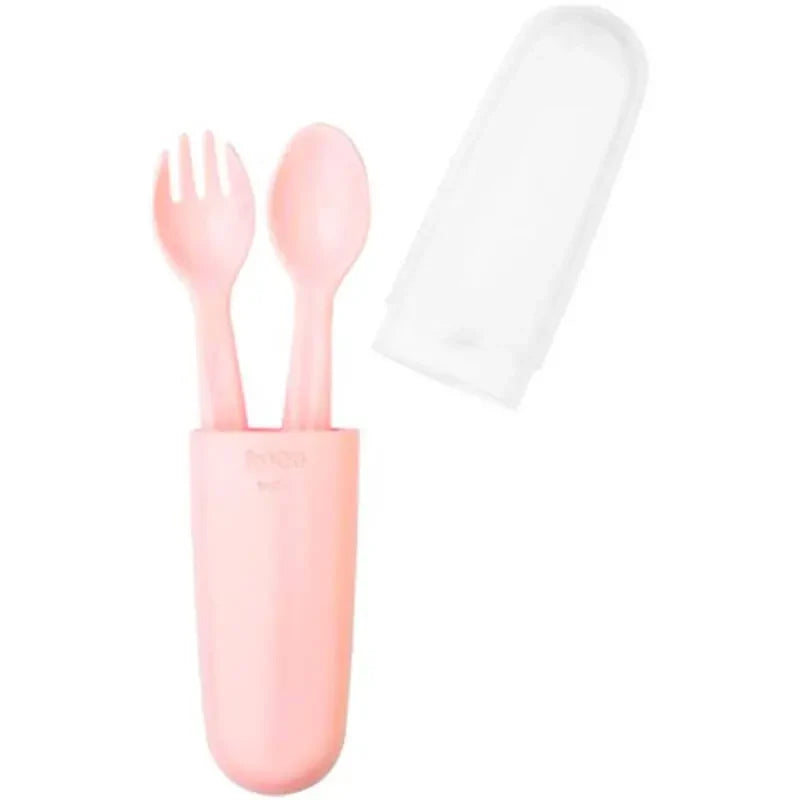 Wee Baby Fork and Spoon Set with Travel Case Pink by Beauty Care Bag