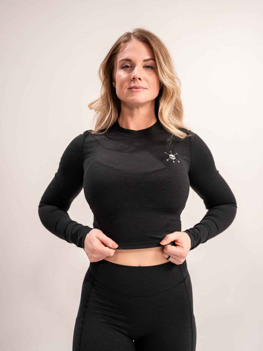 WOMEN'S | DEBUT CROP LONG SLEEVE : BLACK by Alpha Country Training + Nutrition