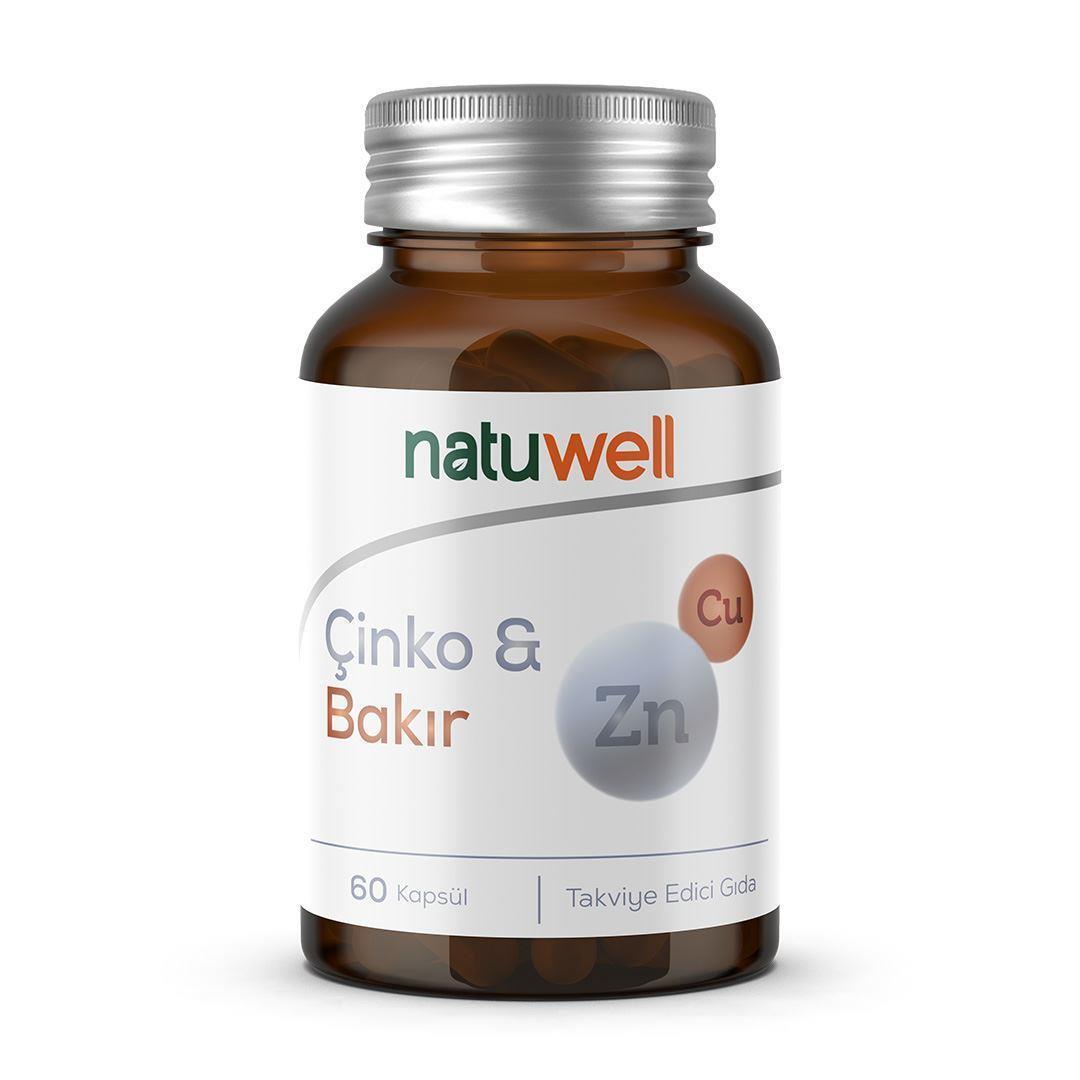 Natuwell Zinc Copper Dietary Supplement - 60 Capsules for Immune System Support by Beauty Care Bag