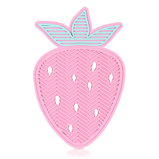 Eklips Strawberry Makeup Brush Cleaning Pad - Soft Silicone, Deep Cleansing, Portable Brush Cleaner for Flawless Skin by Beauty Care Bag