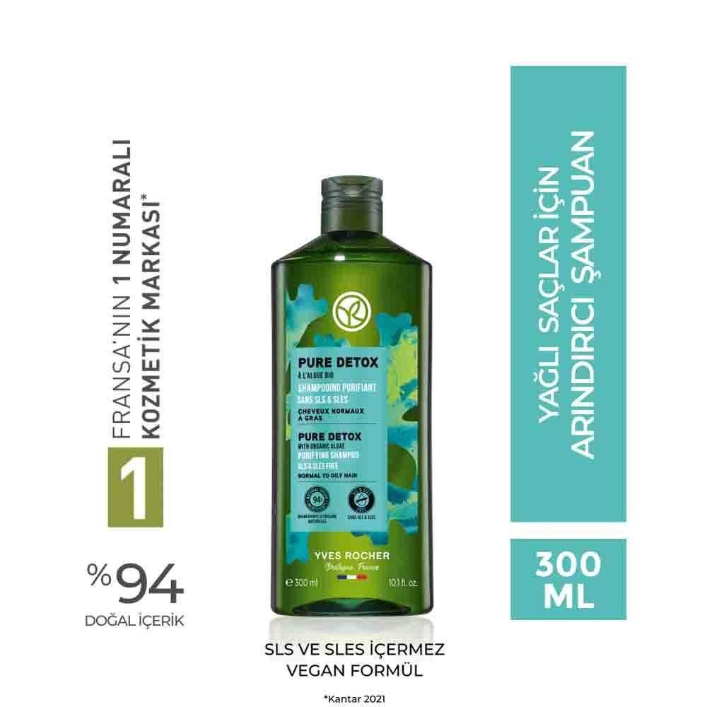 Yves Rocher Pure Detox Purifying Shampoo for Oily Hair - Organic Seaweed, 48-Hour Cleansing EffectShampooTorqelo.com
