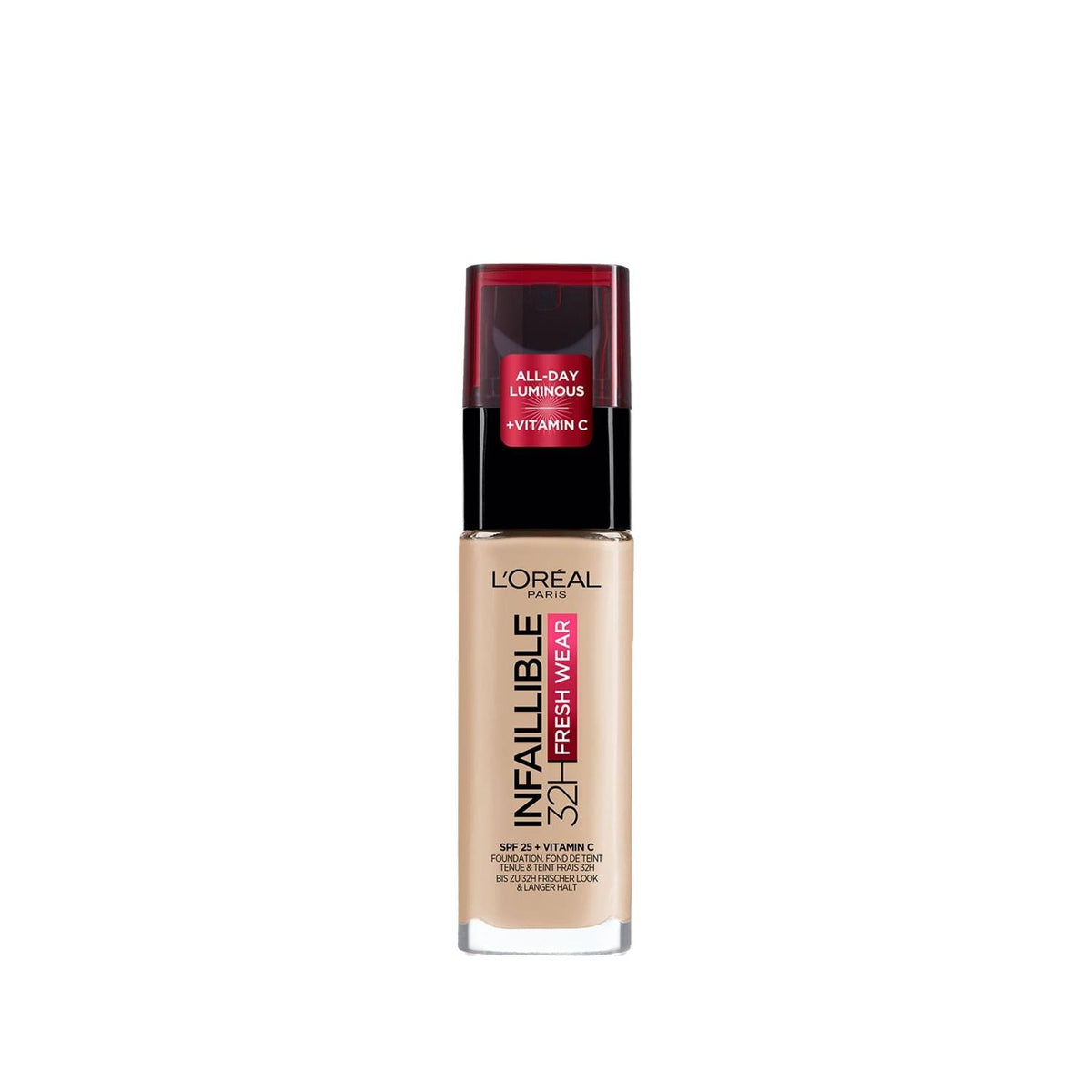 Loreal Paris Infaillible 32H Fresh Wear Foundation - Long Lasting Vitamin C Makeup for Natural Look, 140 Golden Beige by Beauty Care Bag