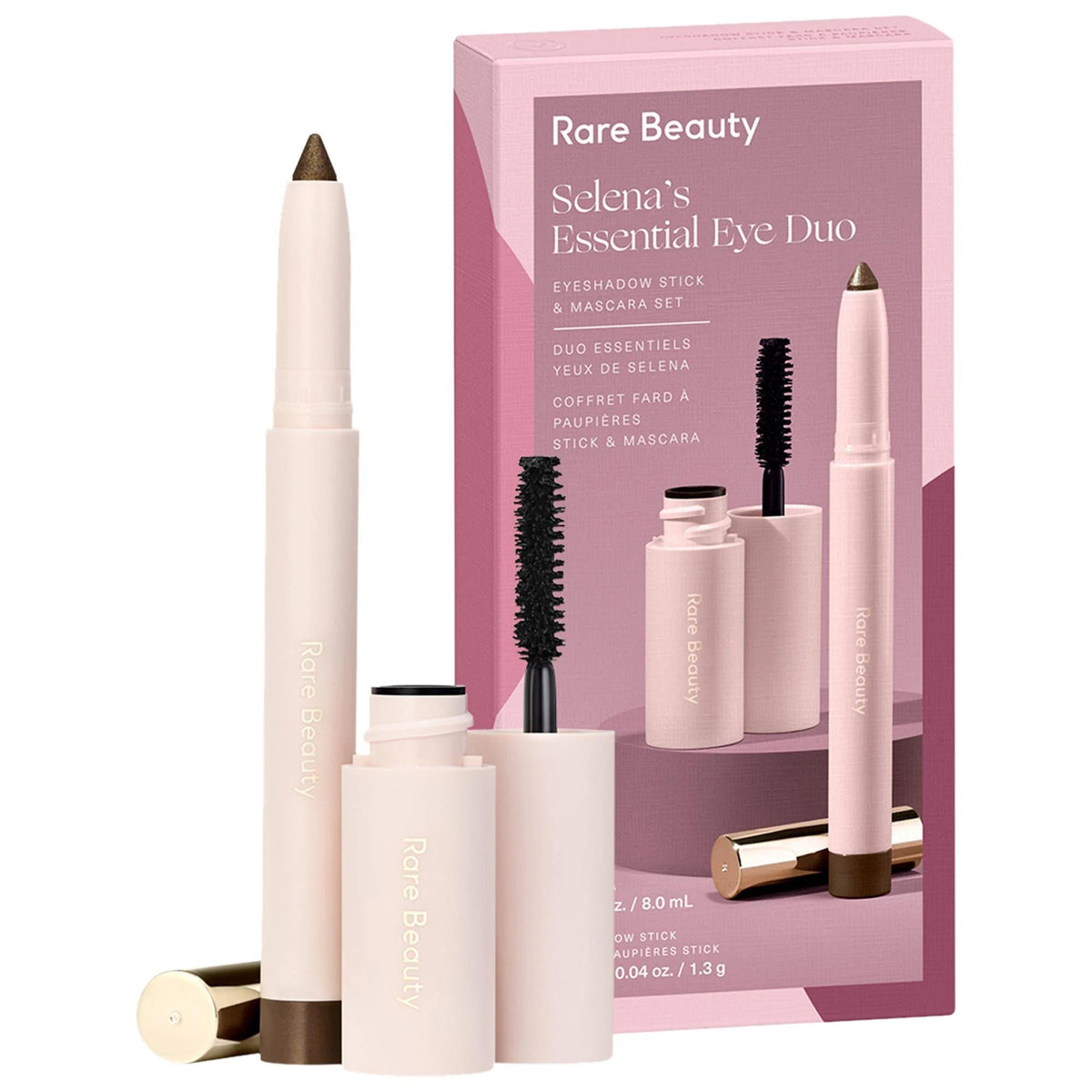 Selena's Essential Eye Duo: Bronze Olive Eyeshadow Stick & Volumizing Mascara Set for Effortless Smokey Eyes, Cruelty & Paraben-Free by Beauty Care Bag