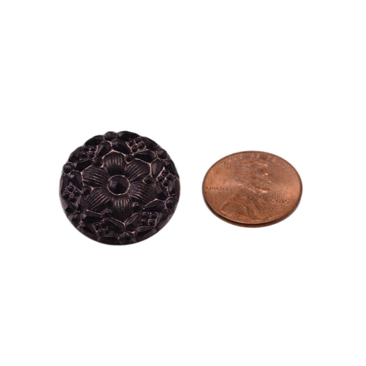 Antique Copper Czech Glass Dragonfly Button 23mm - Premium Art Glass Shank Button by Continental Bead Suppliers