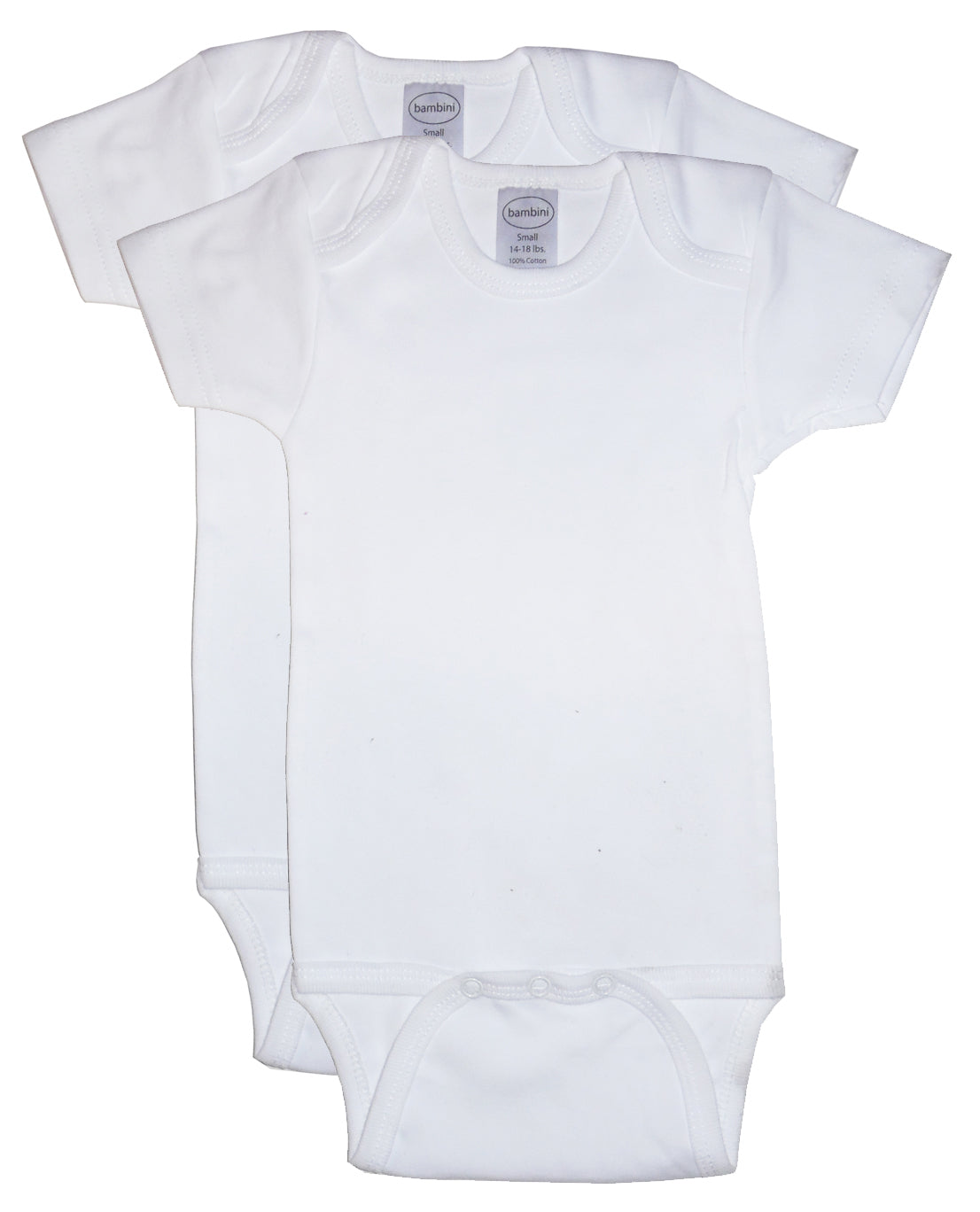 Bambini white short sleeve cotton baby one piece, 2 pack, view 2