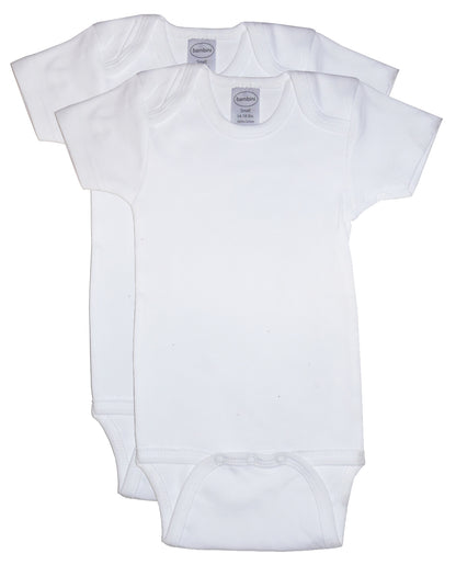 Bambini white short sleeve cotton baby one piece, 2 pack, view 2