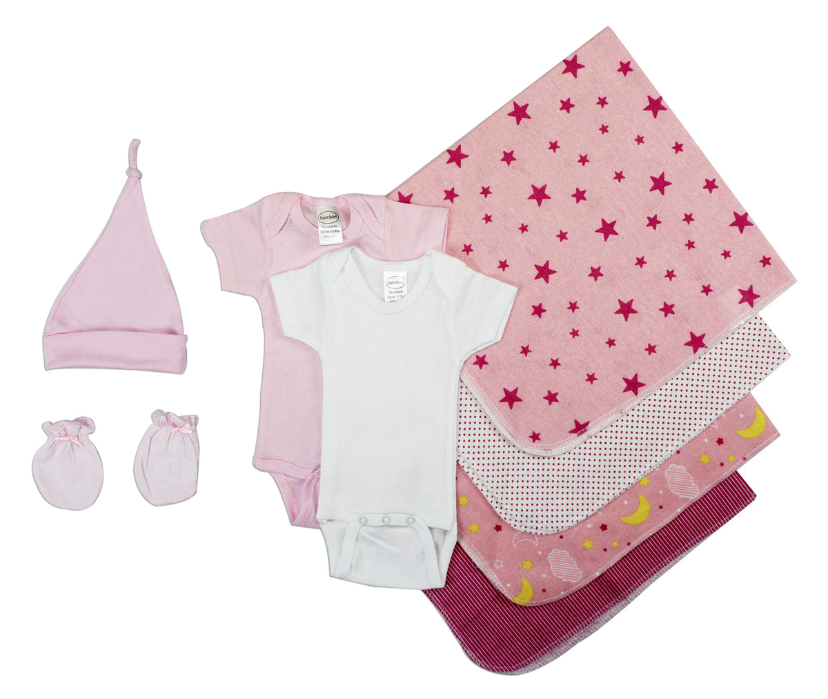 Essential Newborn Baby Girl 8 Piece Layette Set by Emerald Clover