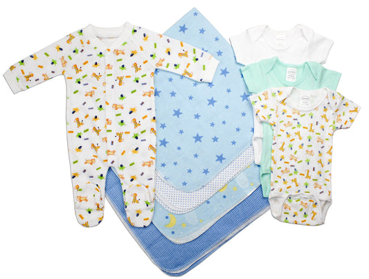 Newborn Baby Boy 8 Pc Layette Baby Shower Gift Set by Emerald Clover