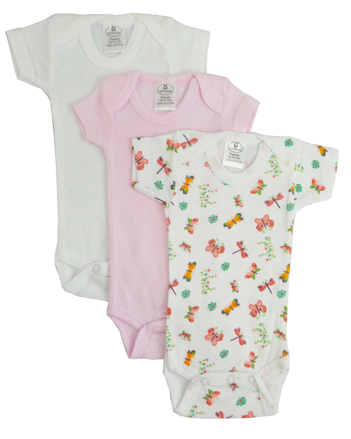 Preemie Girls Printed Short Sleeve Variety Pack by Emerald Clover