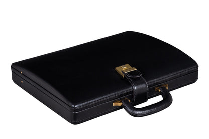Leather Executive Men's Leather Attache Briefcase - Black by Classy Leather Bags