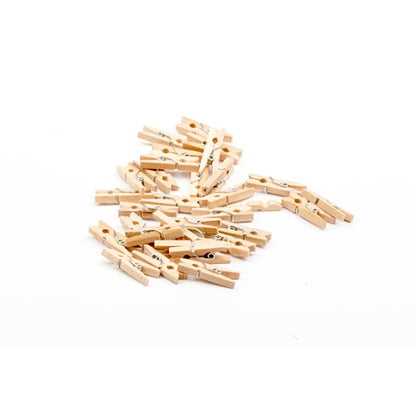 Lino Wooden Clothespins 25mm - 30 Pack Craft & Laundry Pegs, Natural Wood Clips for DIY Projects & Home Decor by Beauty Care Bag