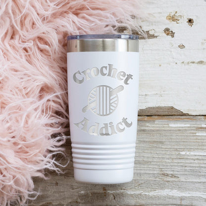 Insulated Travel Mug - 20 oz Engraved Tumbler With Double Wall Insulation For Crochet Lovers by Joyful Moose