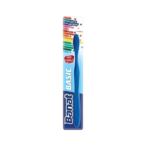 Banat Basic Medium Bristle Toothbrush for Daily Care by Beauty Care Bag