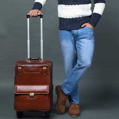 Leather Carry-On Trolly Bag by Classy Leather Bags
