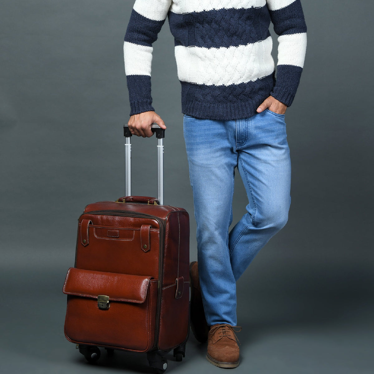 Leather Carry-On Trolly Bag by Classy Leather Bags