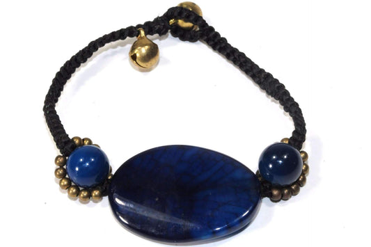Blue Agate Slice & Rounds Bracelet by Silver Hestia