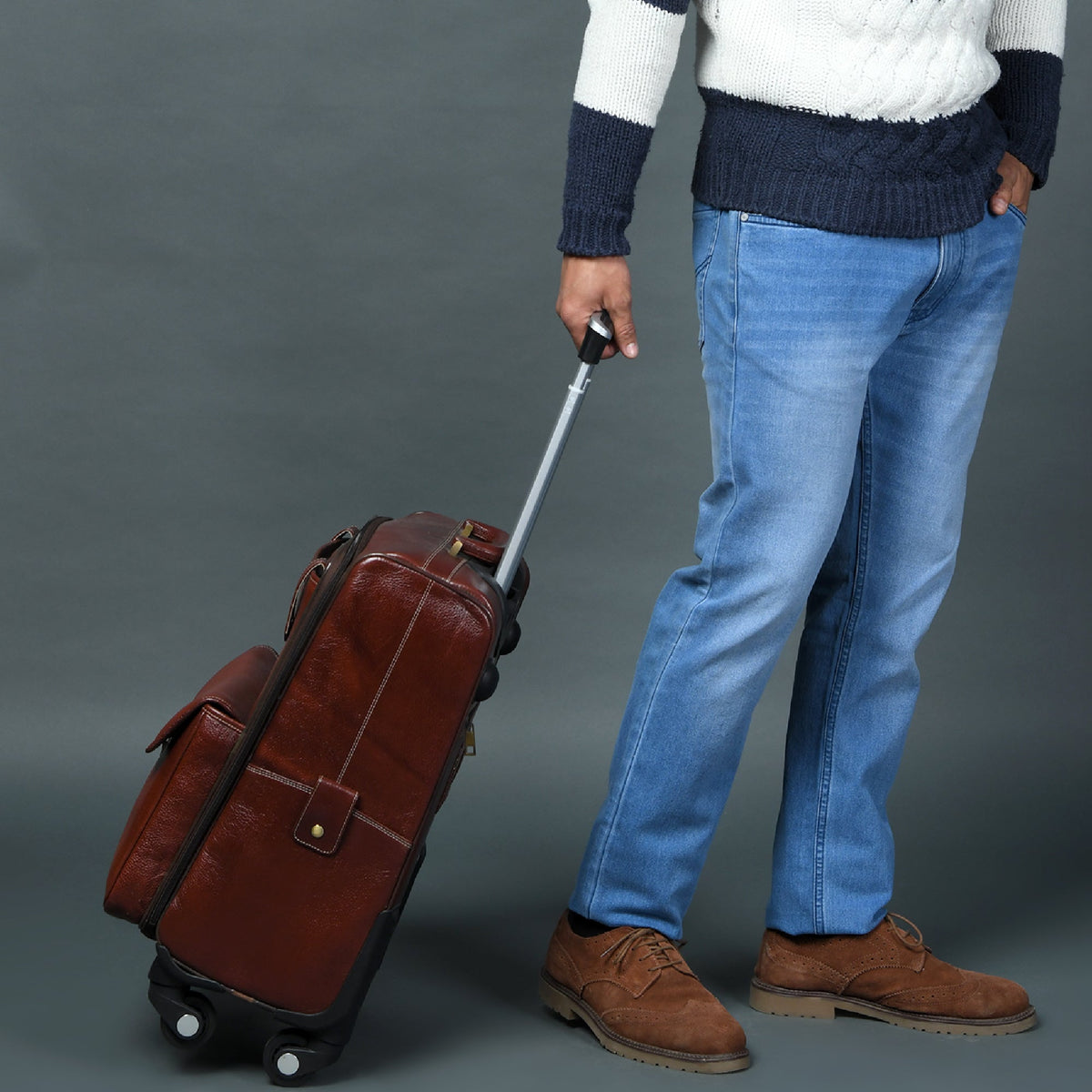 Leather Carry-On Trolly Bag by Classy Leather Bags