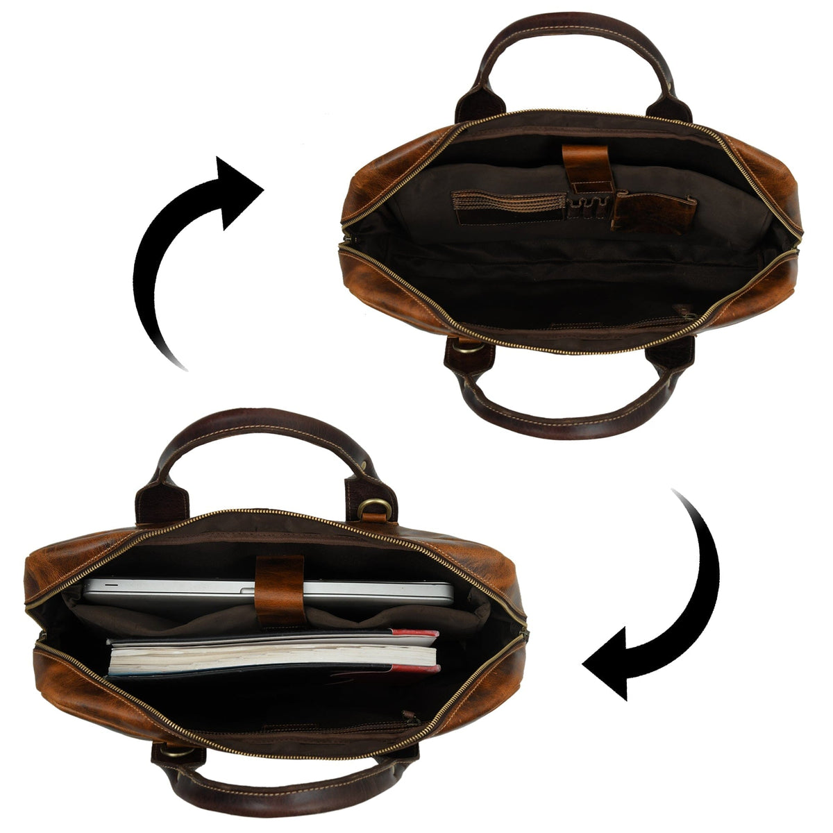 Brown Jefferson Briefcase by Classy Leather Bags
